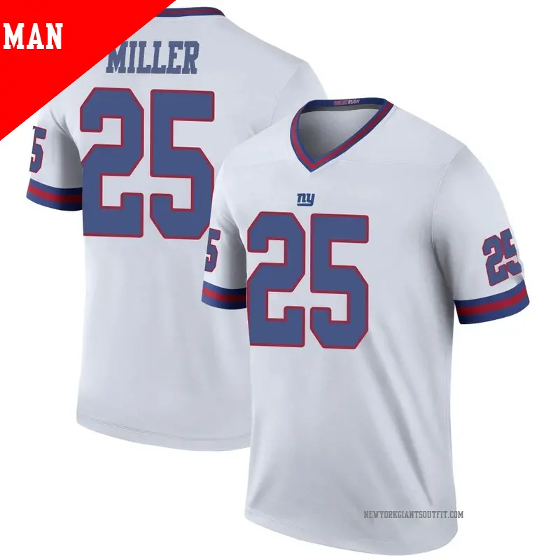 Men s 25 Dante Miller New York Giants Legend White Color Rush Jersey