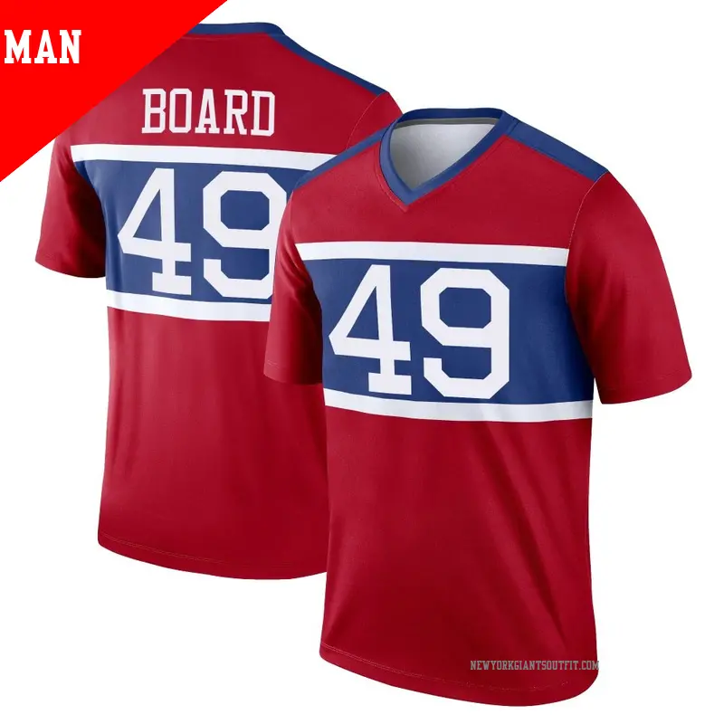 Men's ＃49 Chris Board New York Giants Legend Red Century Alternate Jersey