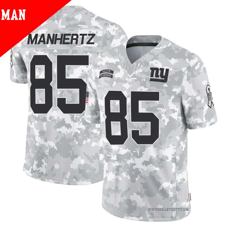 Men's ＃85 Chris Manhertz New York Giants Limited Arctic Camo 2024 Salute to Service Jersey