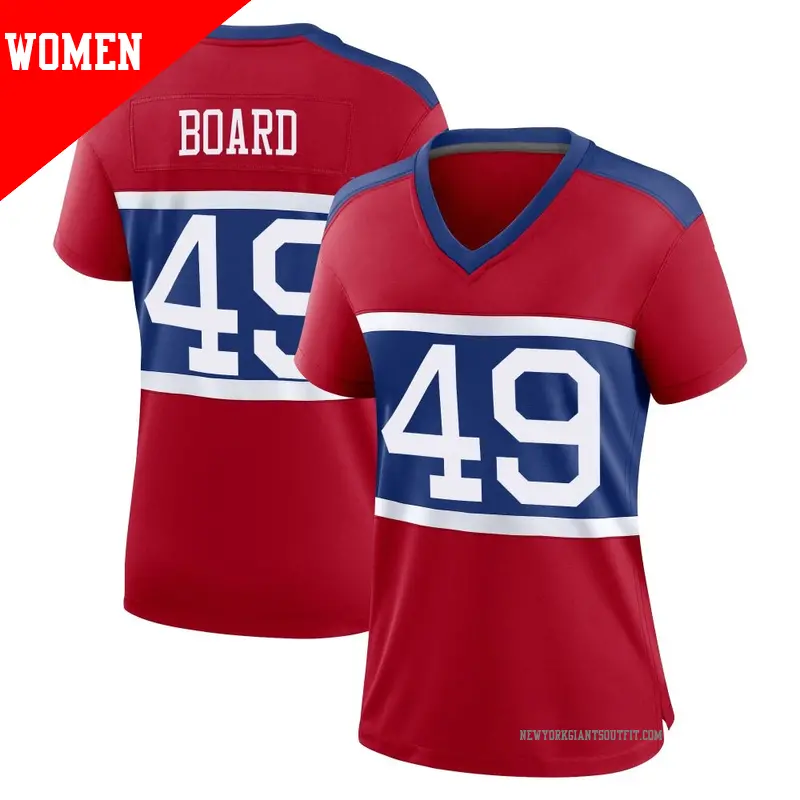 Women's ＃49 Chris Board New York Giants Game Red Century Alternate Jersey