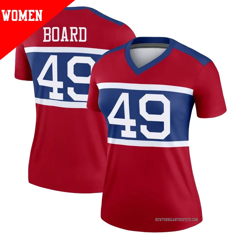 Women's ＃49 Chris Board New York Giants Legend Red Century Alternate Jersey