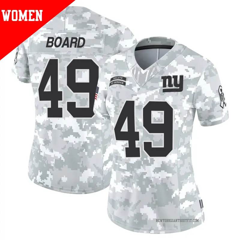 Women's ＃49 Chris Board New York Giants Limited Arctic Camo 2024 Salute to Service Jersey