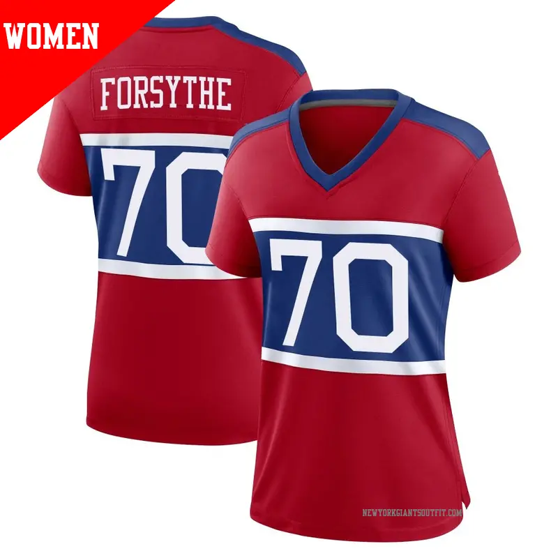 Women's ＃70 Stone Forsythe New York Giants Game Red Century Alternate Jersey