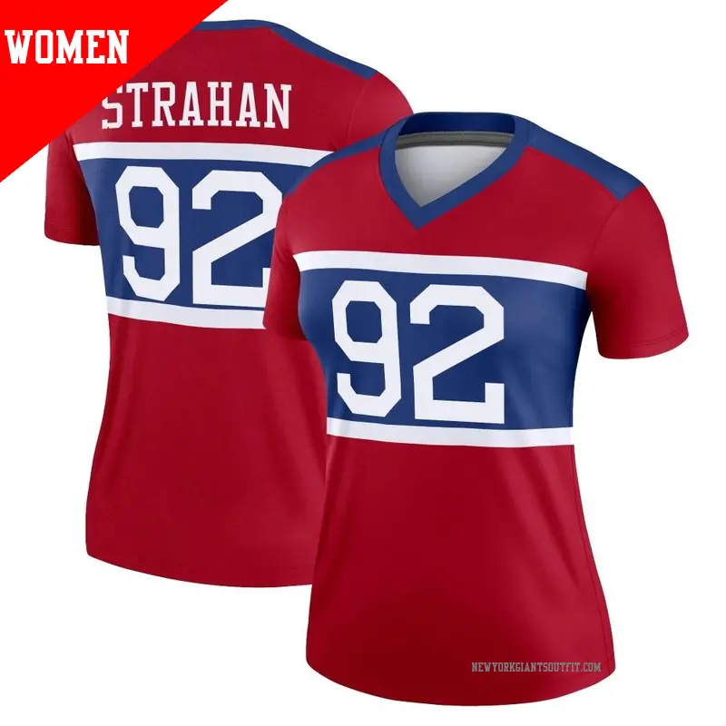Women's ＃92 Michael Strahan New York Giants Legend Red Century Alternate Jersey