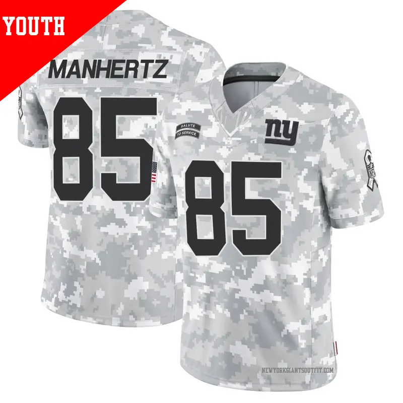 Youth ＃85 Chris Manhertz New York Giants Limited Arctic Camo 2024 Salute to Service Jersey